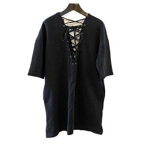 NEW ASOS Shift Dress Black V Neck Short Sleeve 10